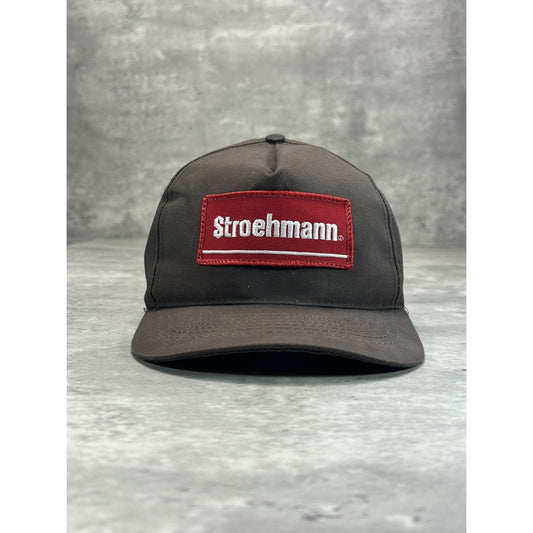Vintage 80s/90s Stroehmann Embroidered Spellout Patch Snapback Hat OSFA Brown