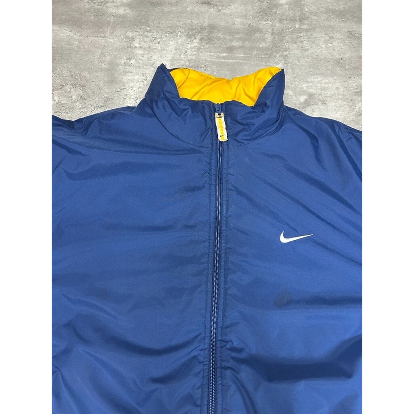 Vintage 2000s Nike Embroidered Swoosh Insulated Nylon Jacket Size XL Blue