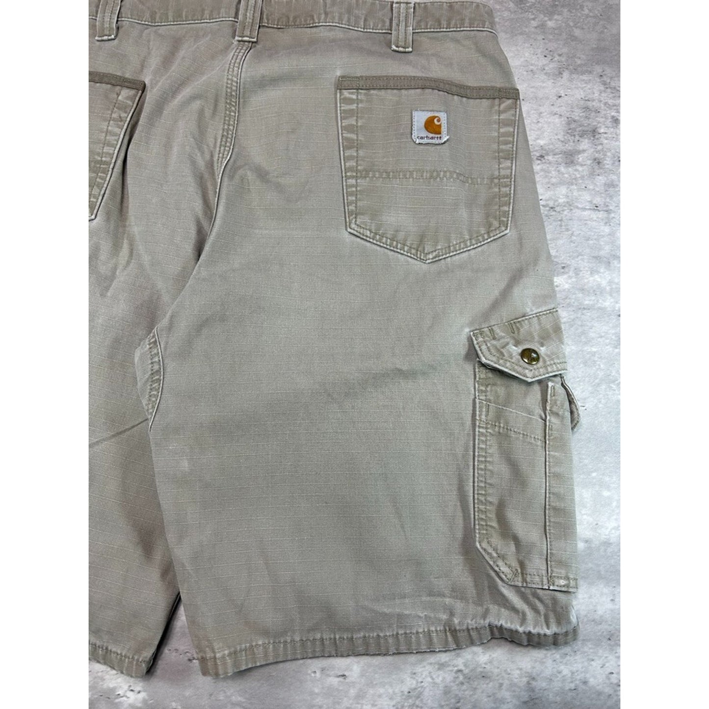 Vintage Carhartt Canvas Ripstop Workwear Cargo Shorts Size 40 Beige