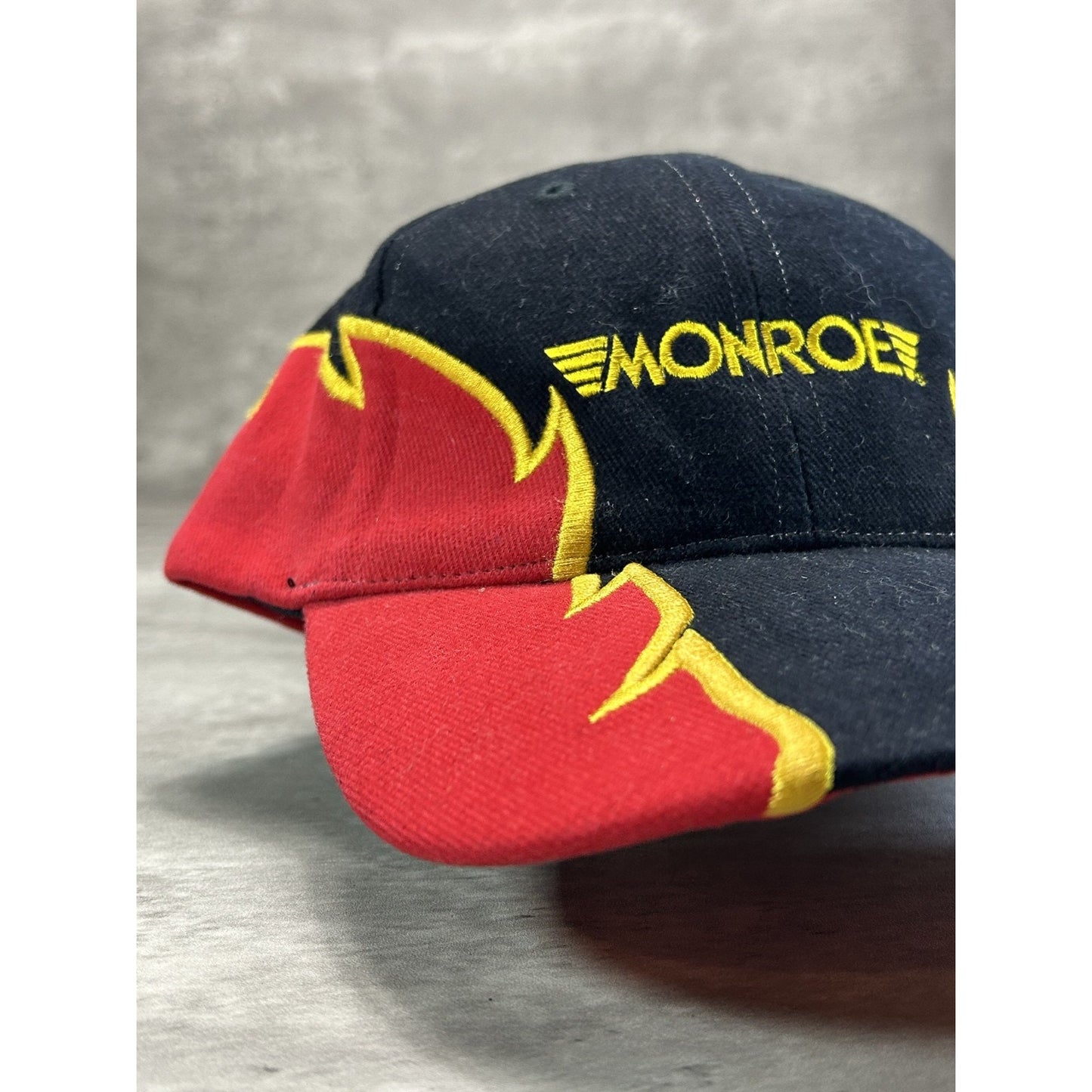 Vintage Monroe Embroidered Spellout Abstract Stitch Strapback Hat OSFA