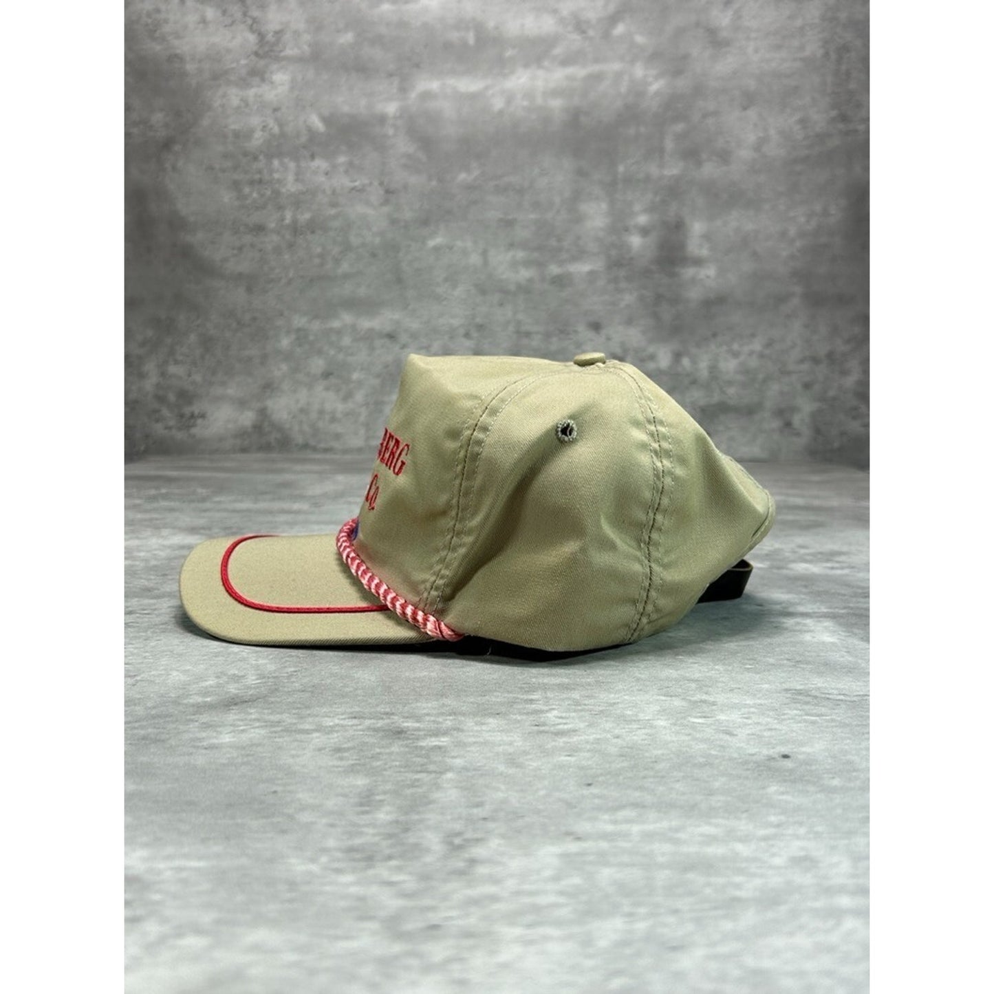 Vintage Langenberg Hat Co Embroidered Spellout Snapback Hat OSFA Beige
