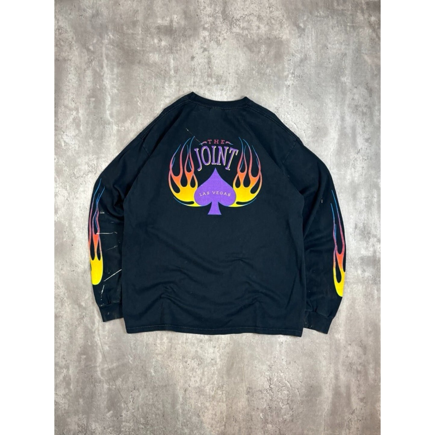 Vintage 90s Hard Rock Cafe Las Vegas Flame Print Long Sleeve T-Shirt Size XL