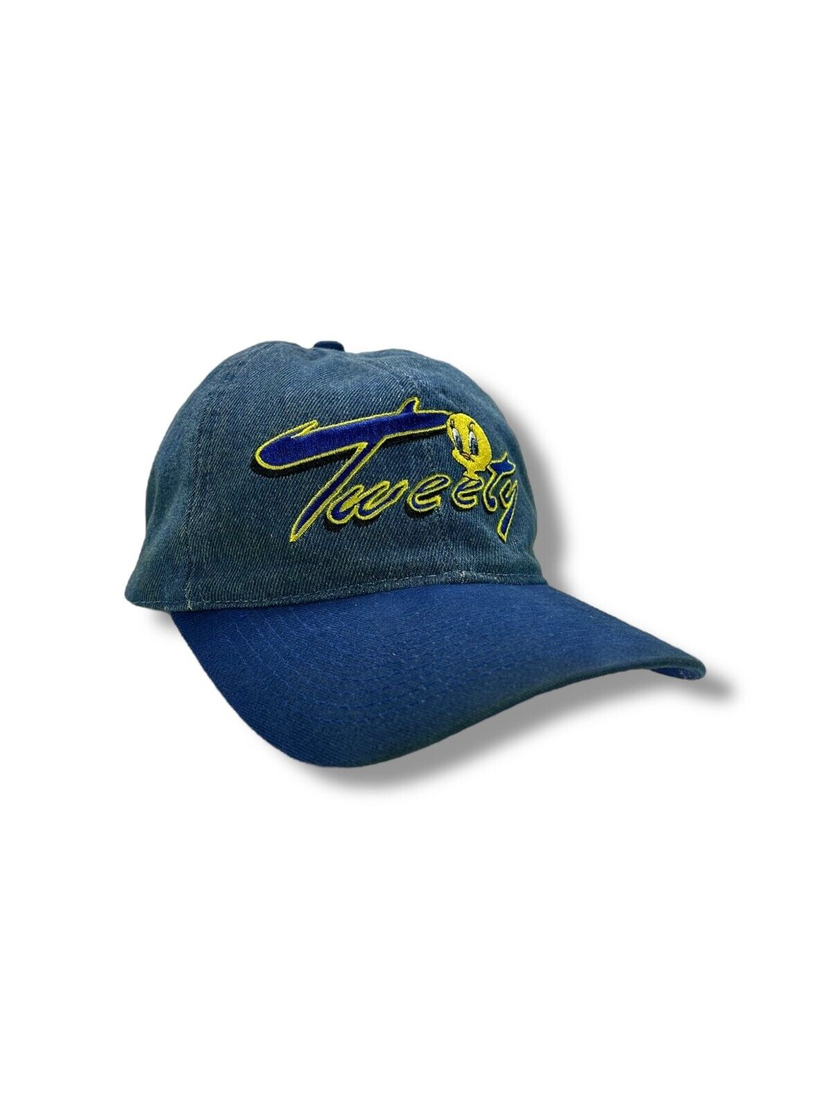 Vintage 2000 Looney Tunes Tweety Embroidered Denim Strapback Hat OSFA
