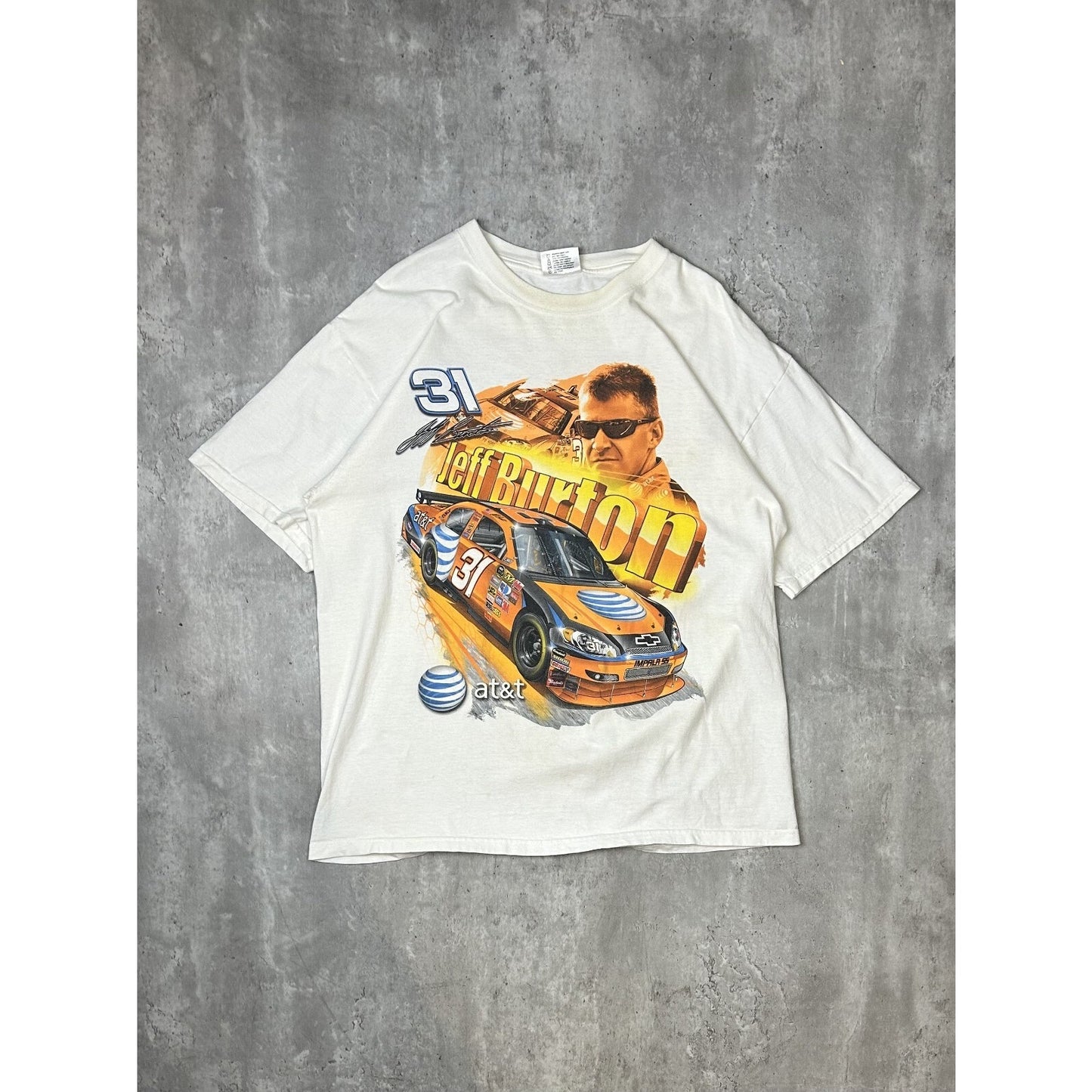 Vintage Jeff Burton #31 Nascar Big Graphic AT&T T-Shirt Size XL White