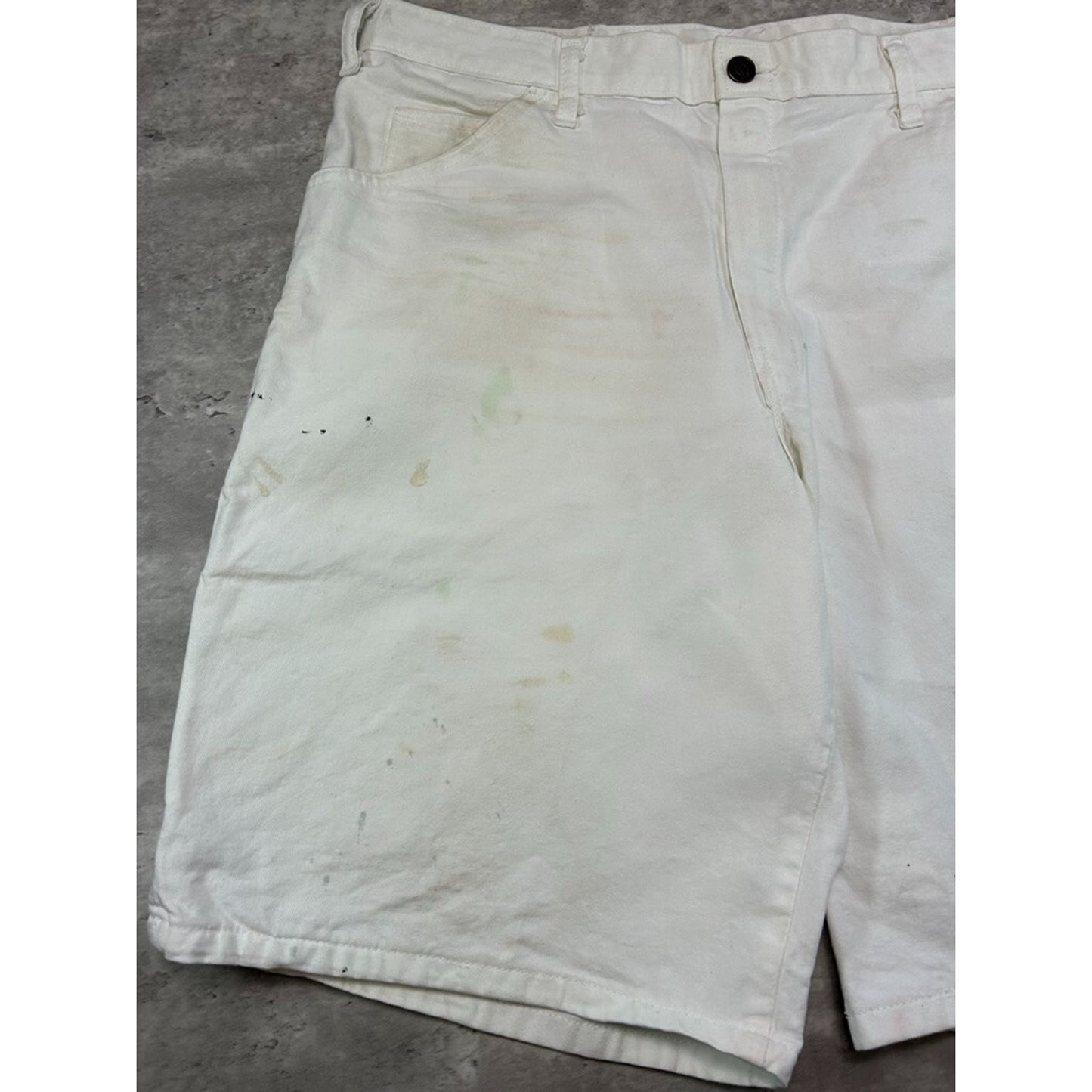 Vintage Dickies Canvas Workwear Painters Shorts Size 36 White