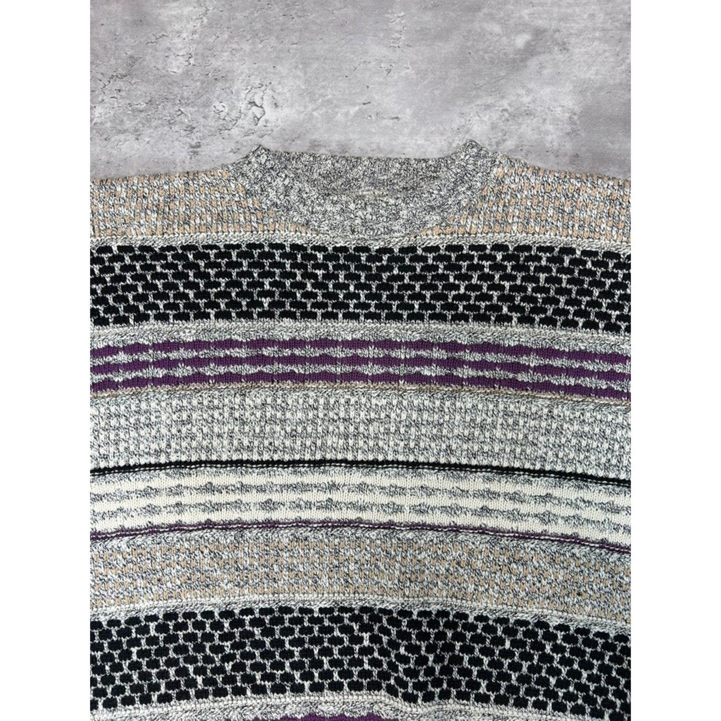 Vintage 90s Private Club Striped Pullover Ribbed Knit Sweater Size Large