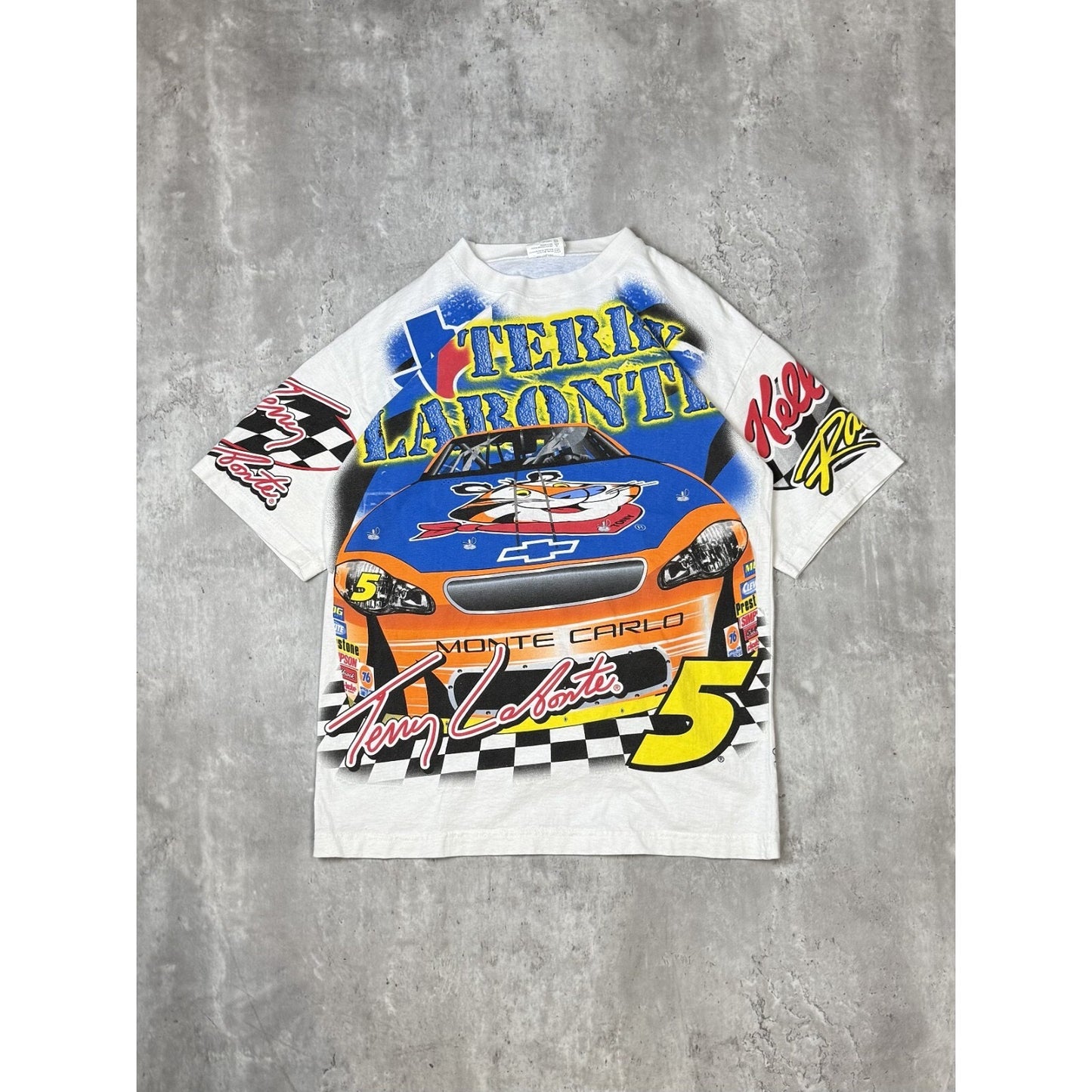Vintage 2001 Terry Labonte #5 Kellogs Racing Nascar All Over Print T-Shirt Sz M