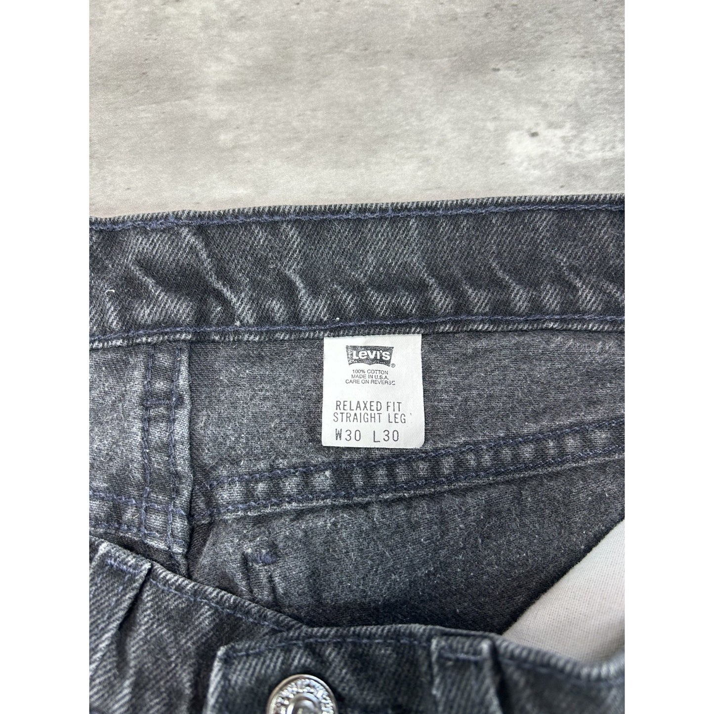 Vintage 90s Levis White Tab Relaxed Fit Straight Leg Black Denim Pants Size 29