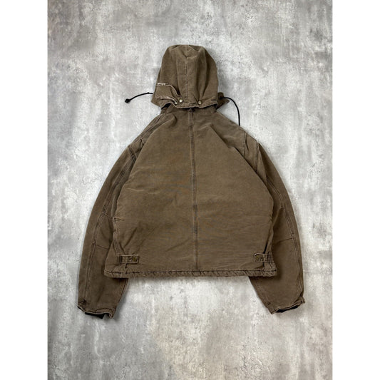 Vintage Carhartt Insulated Canvas Workwear Cropped Hooded Arctic Jacket Size 2XL