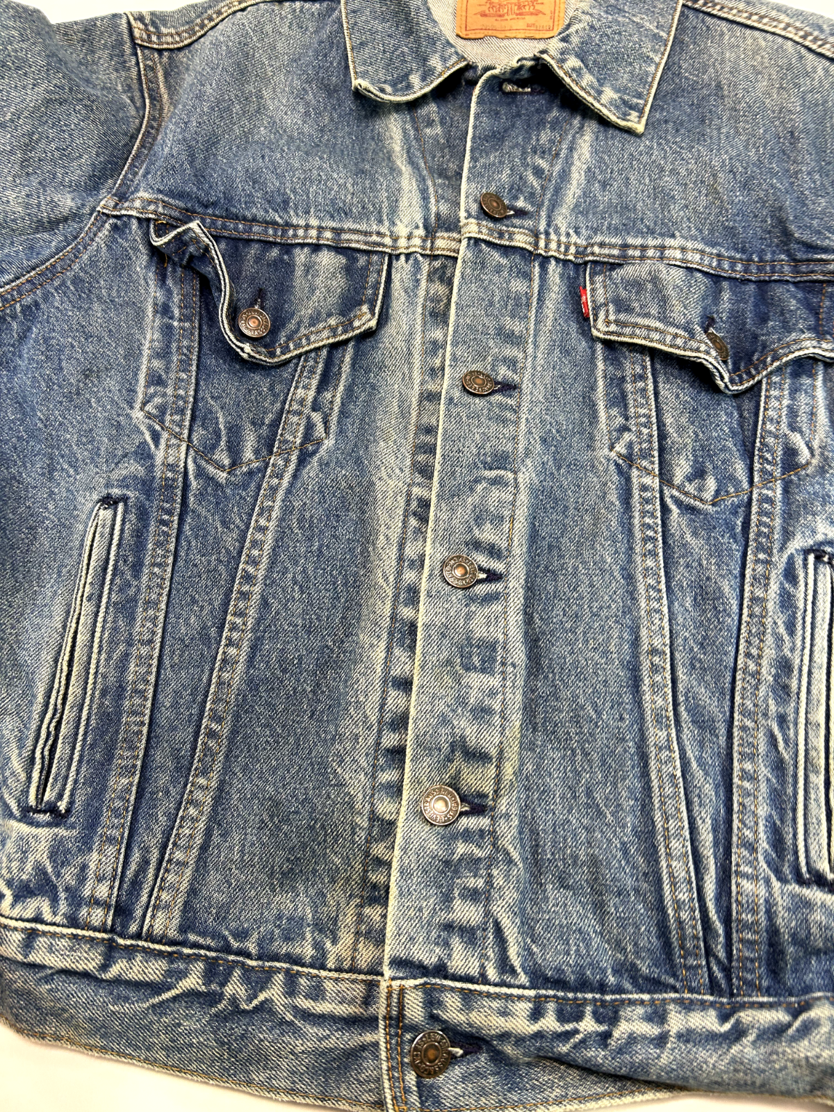 Vintage 80s Levis Dark Wash Denim Type 3 Trucker Jacket Size Small Blue