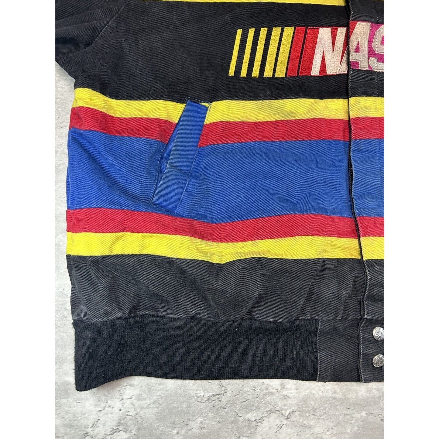 Vintage 90s Jeff Hamilton Nascar Embroidered Spellout Race Jacket Size 4XL
