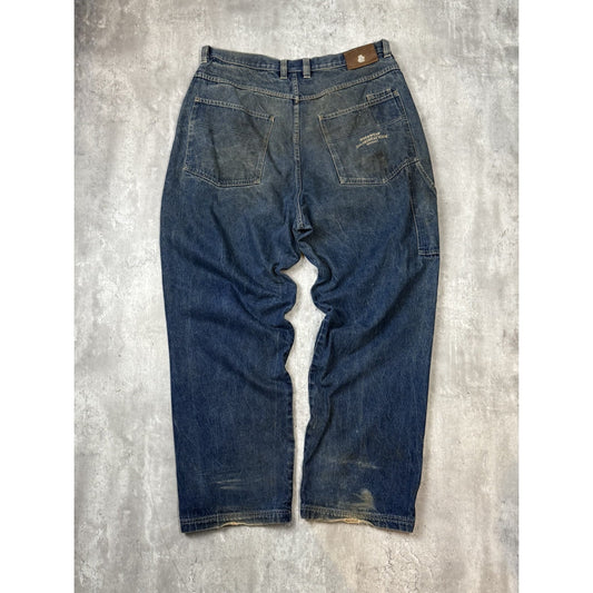 Vintage Y2K Rocawear Distressed Dark Wash Baggy Fit Denim Pants Size 42