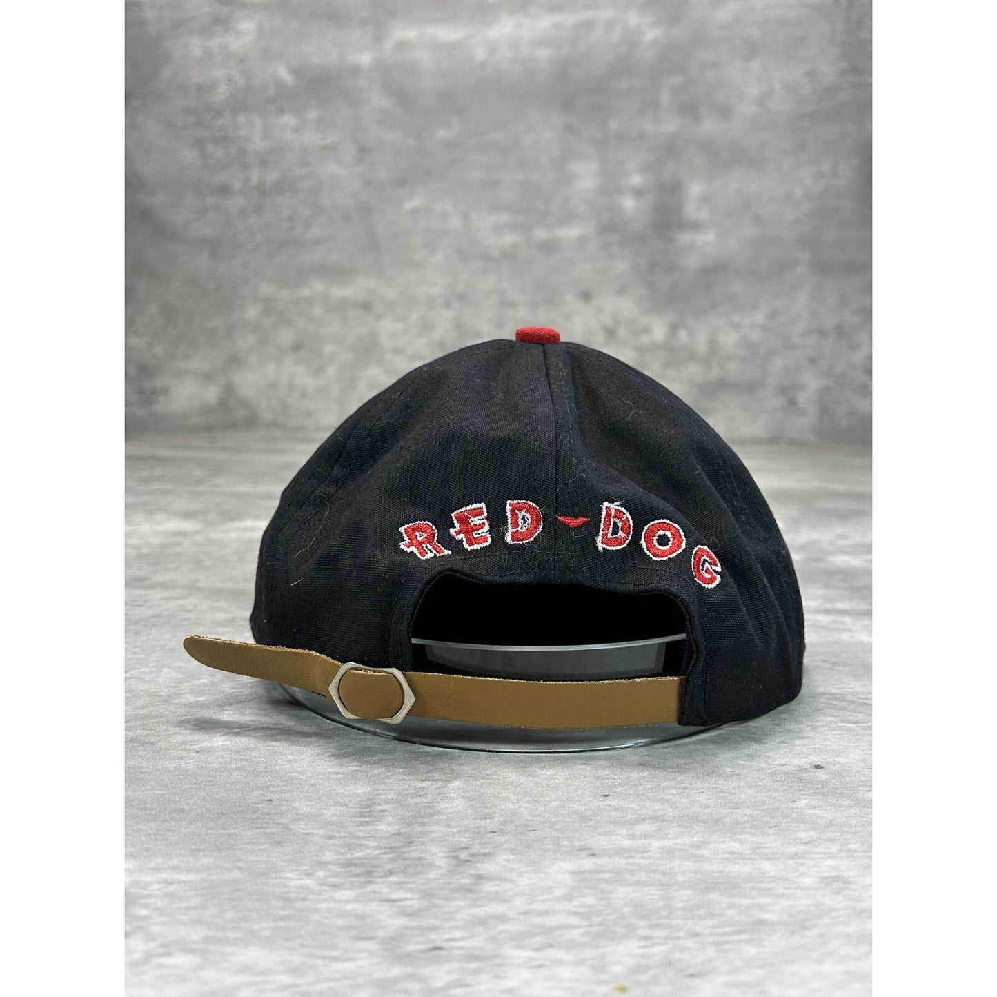 Vintage 90s Red Dog Beer Embroidered Logo Two Tone Snapback Hat OSFA Black/Red