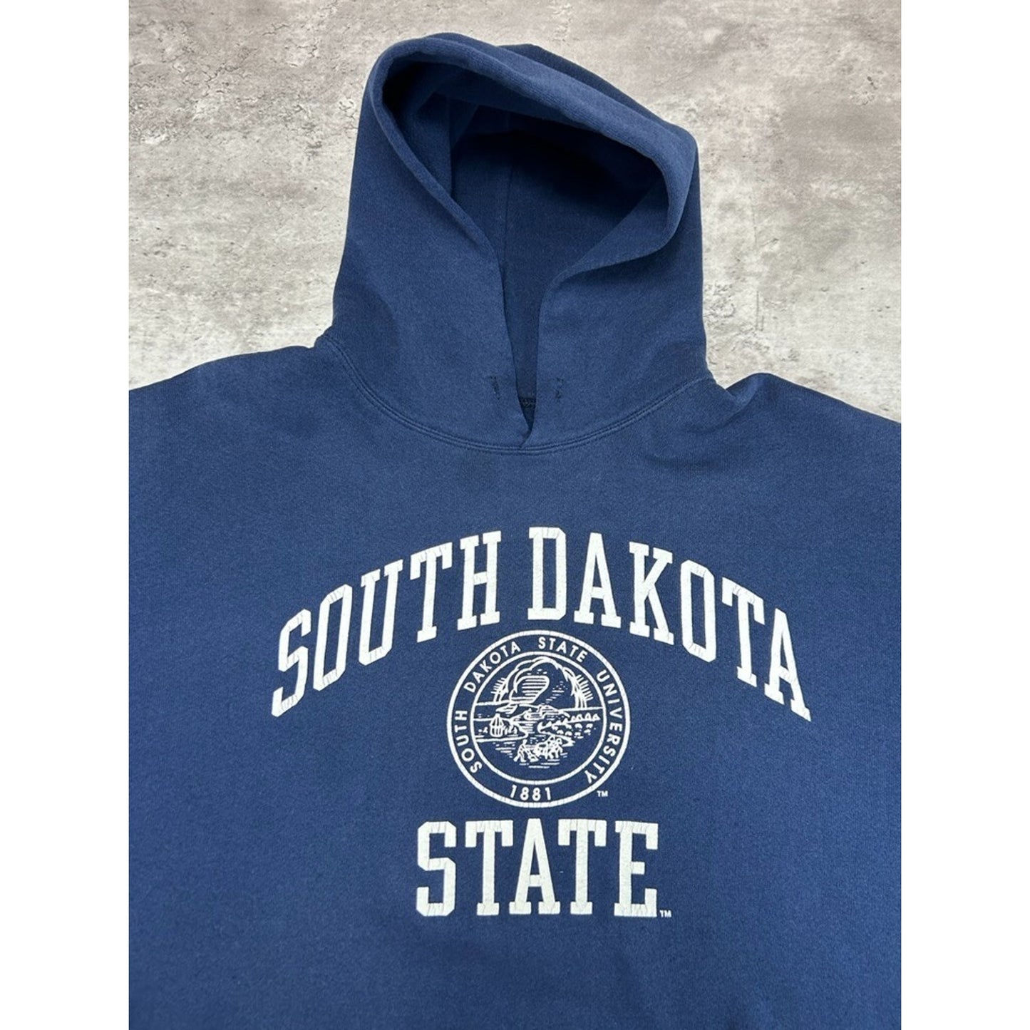 Vintage South Dakota State NCAA Collegiate Crest Hooded Sweatshirt Size XXL Blue