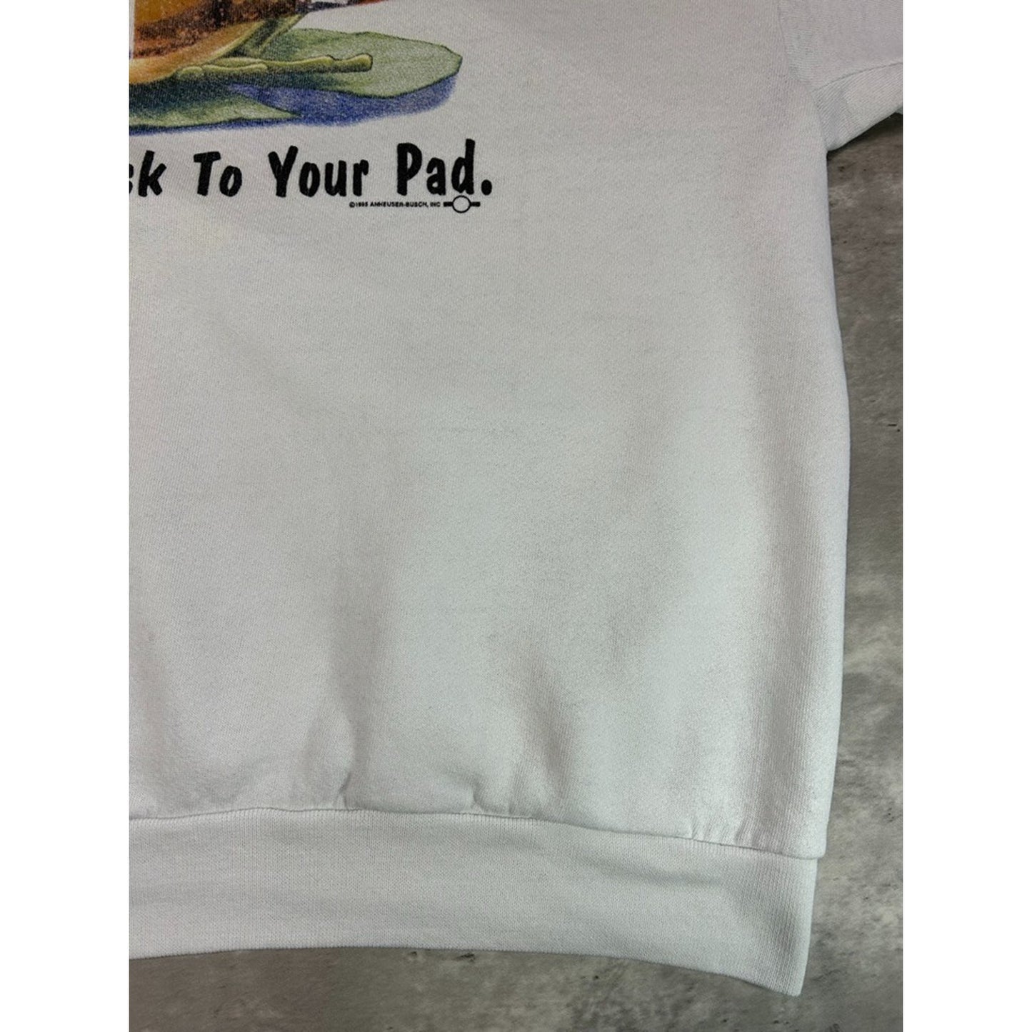 Vintage 90s Budweiser Bring Some Back To Your Pad Frog Sweatshirt Size XL