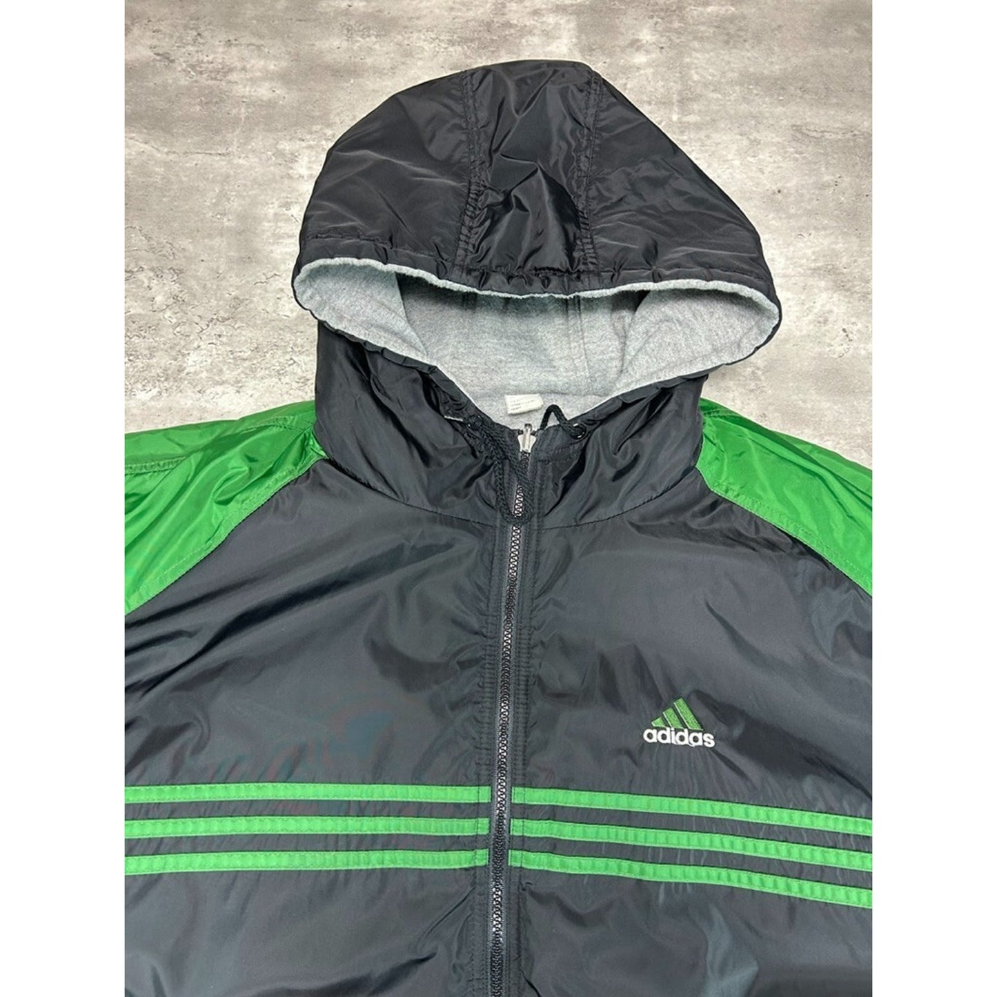 Vintage 90s Adidas Nylon Reversible Embroidered Logo Hooded Jacket Size XL