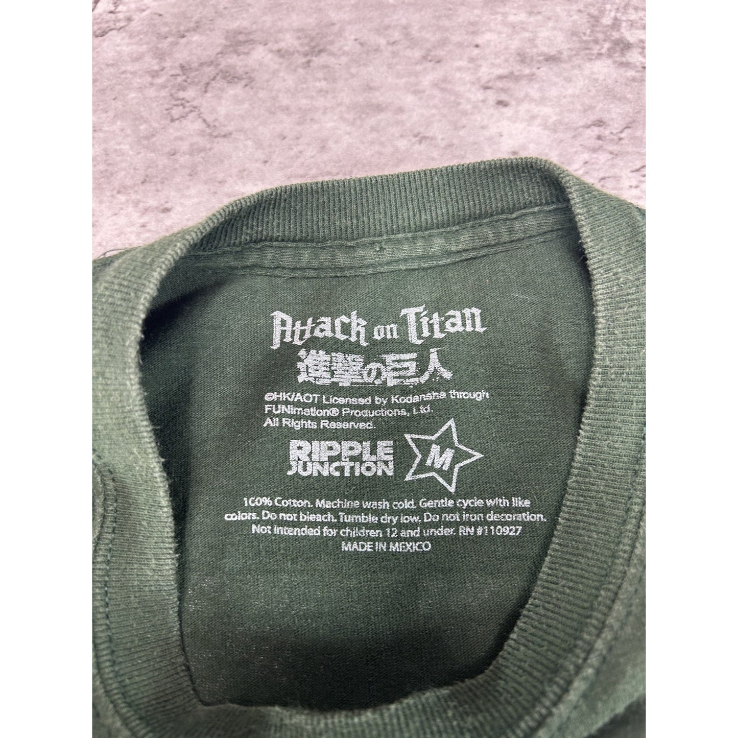 Attack On Titan Survey Corps Anime Promo Graphic T-Shirt Size Medium Green