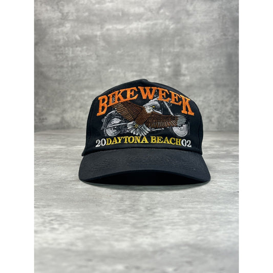 Vintage 2002 Bike Week Embroidered Bald Eagle Motorcycle Snapback Hat OSFA