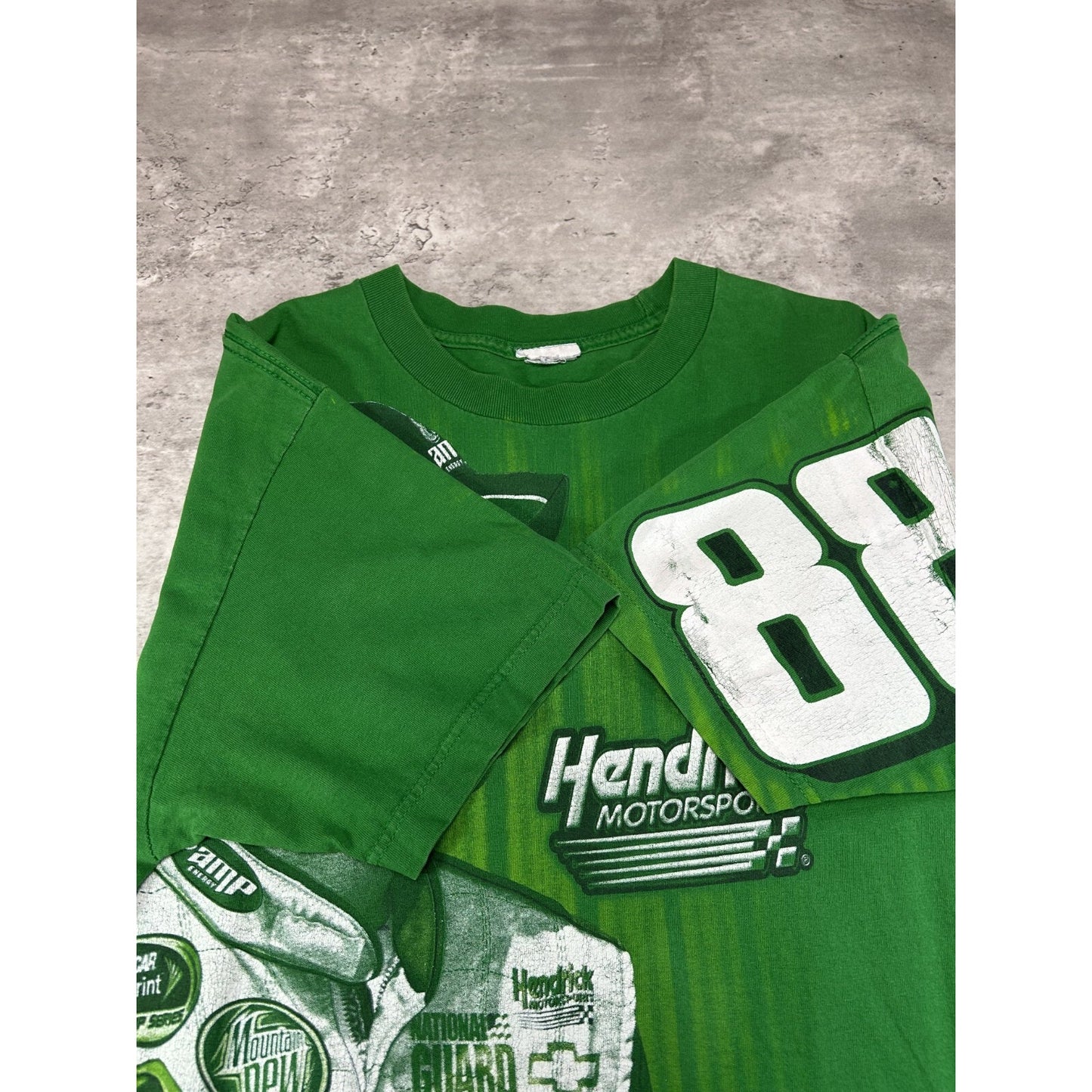 Dale Earnhardt Jr #88 Nascar AMP Energy Big Graphic T-Shirt Size Large Green