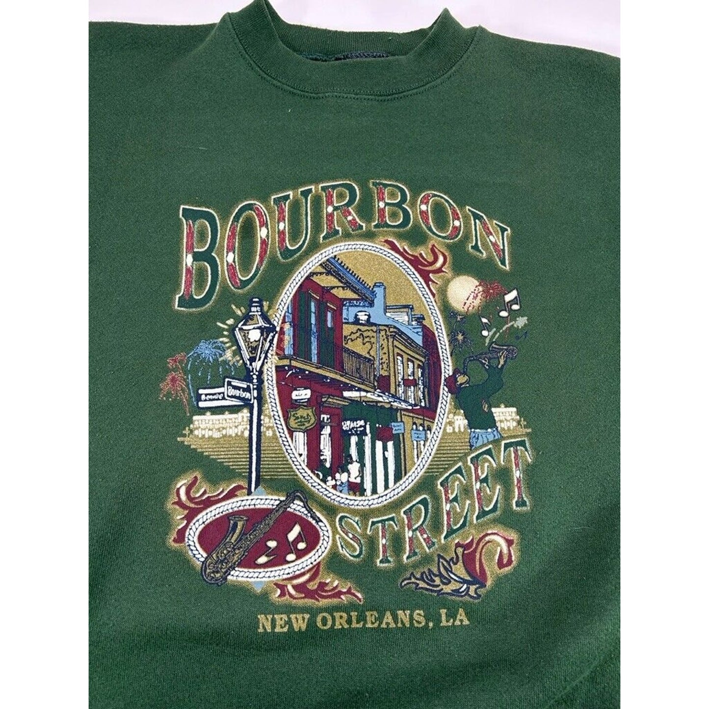 Vintage 90s Bourbon Street Orleans Destination Graphic Sweatshirt Size XL