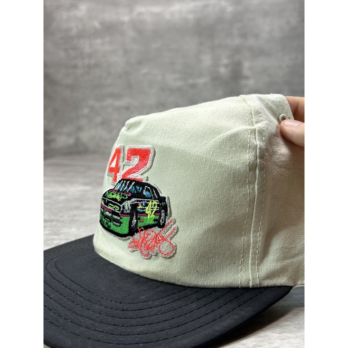 Vintage 90s Kyle Petty #42 Mello Yello Embroidered Nascar Snapback Hat OSFA