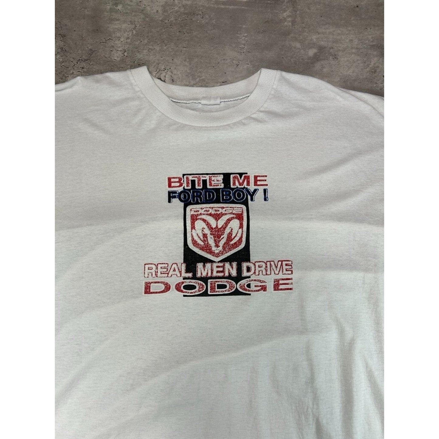 Vintage Bite Me Ford Boy Real Men Drive Dodge Car Slogan Graphic T-Shirt Sz XXXL