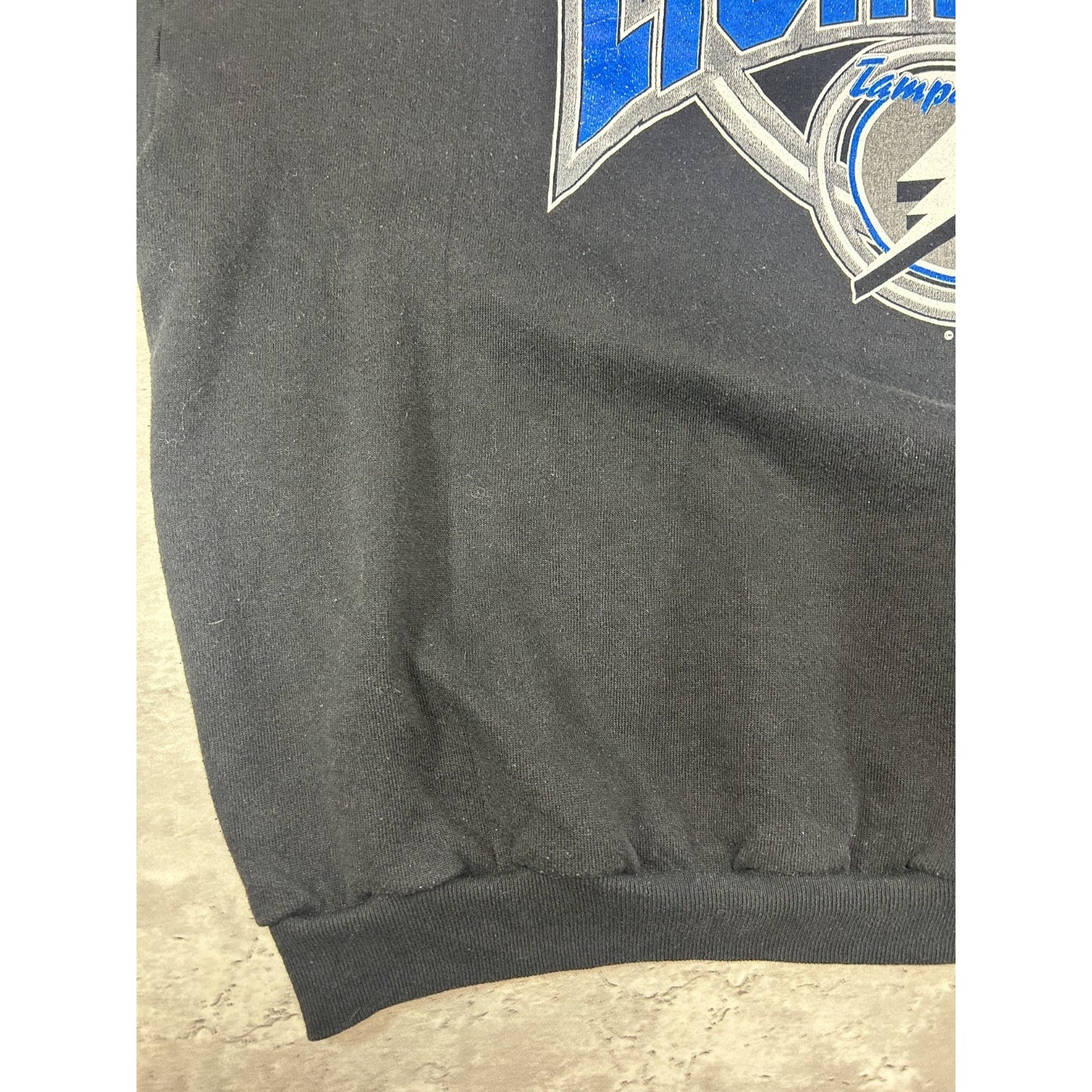 Vintage 90s Tampa Bay Lightning NHL Graphic Spellout Hockey Sweatshirt Size 3XL