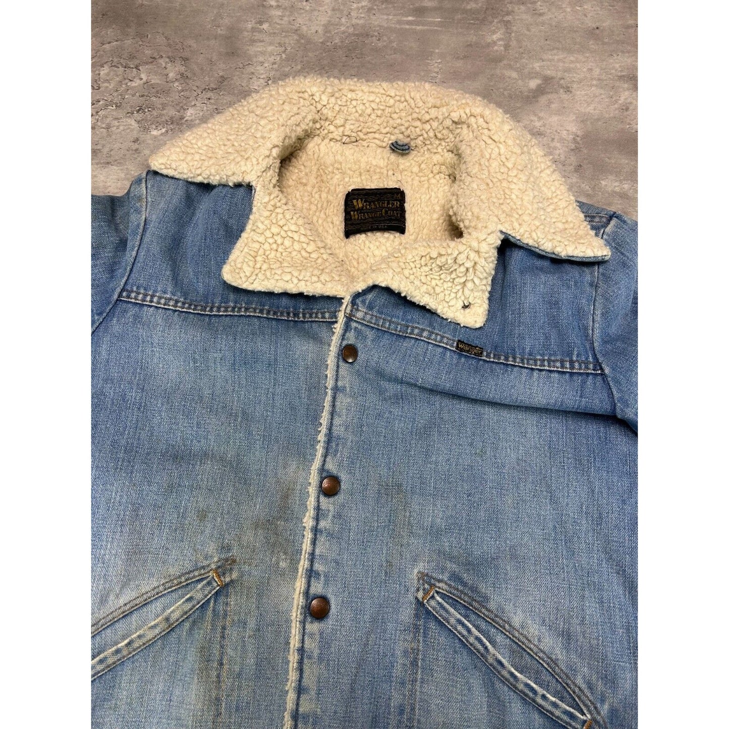 Vintage 60s Wrangler Wrange Sherpa Lined Denim Workwear Jacket Size Medium