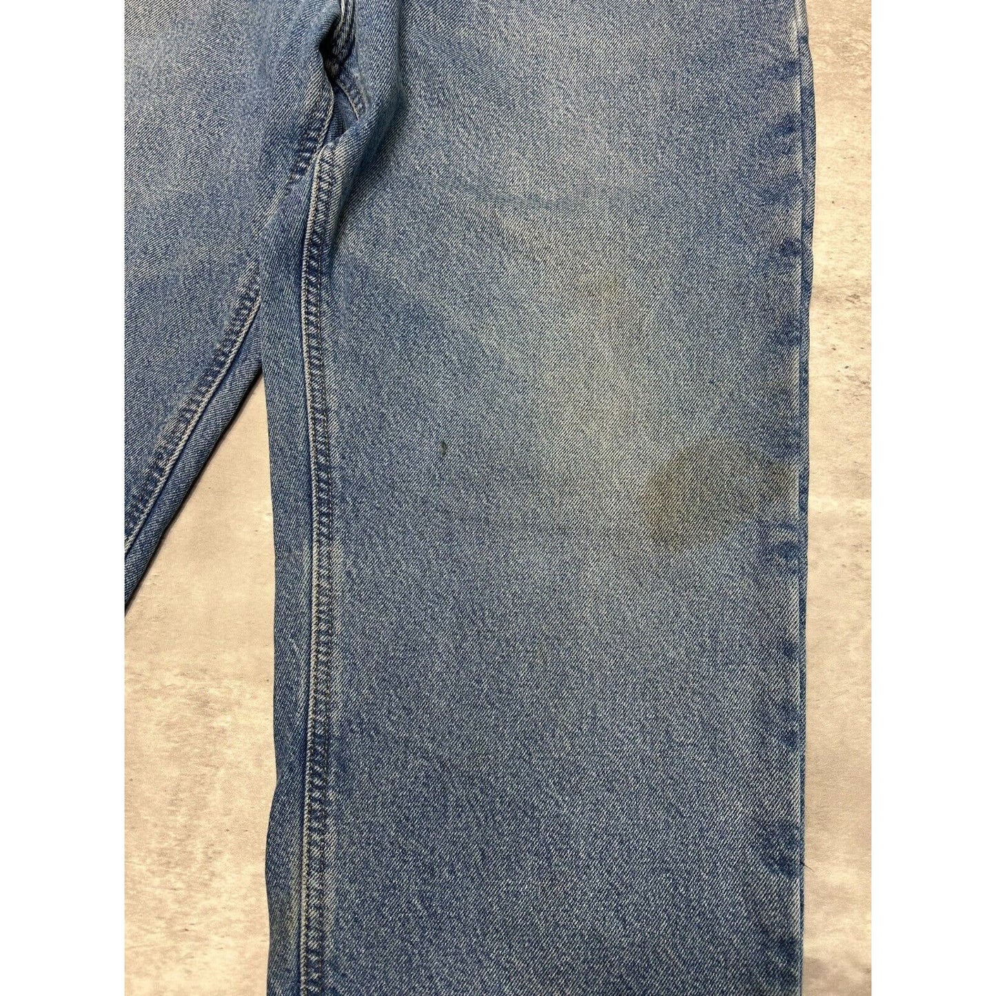 Carhartt Plaid Lined Medium Wash Denim Workwear Pants Size 37