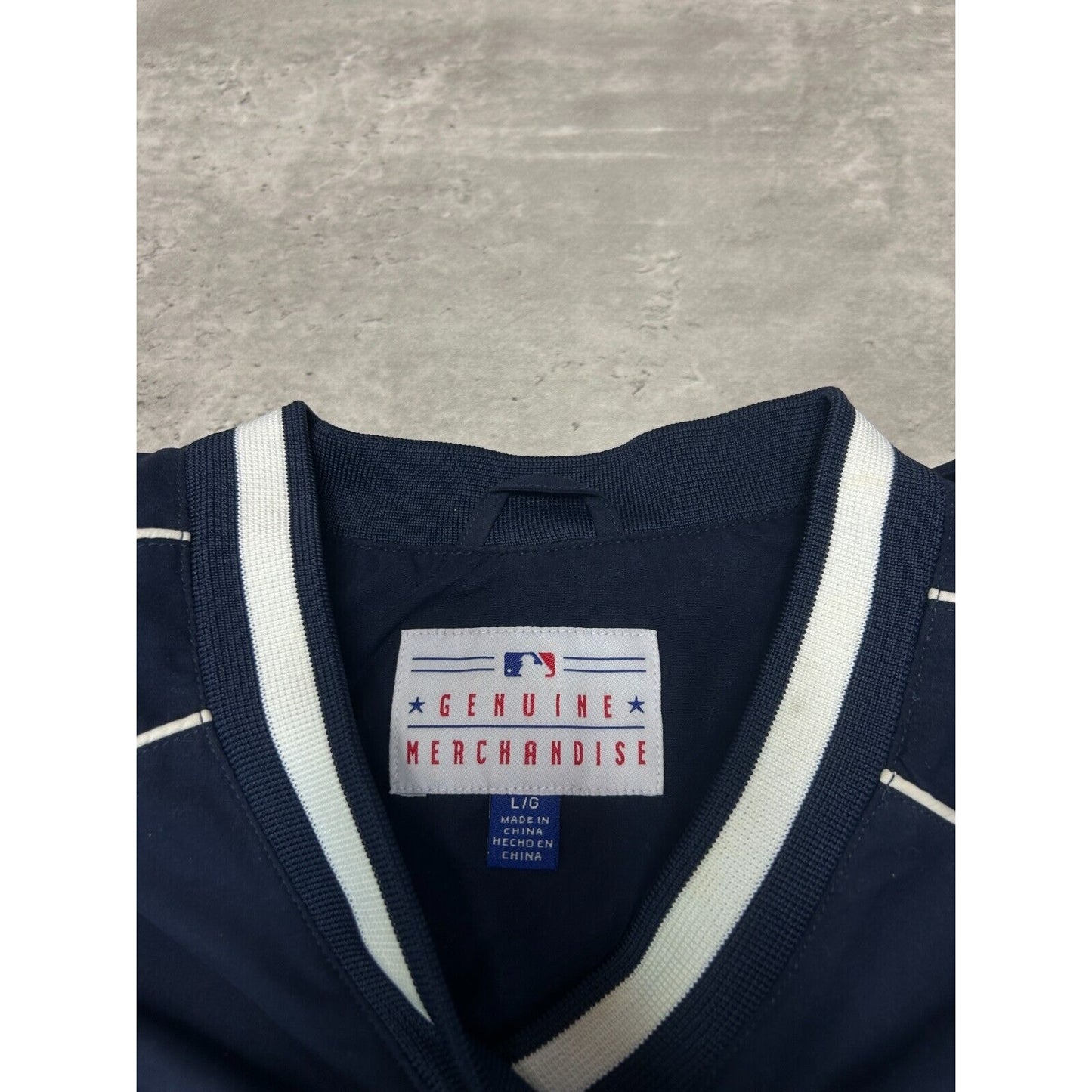 Detroit Tigers MLB Embroidered Spell Out Nylon Baseball Jacket Size Large