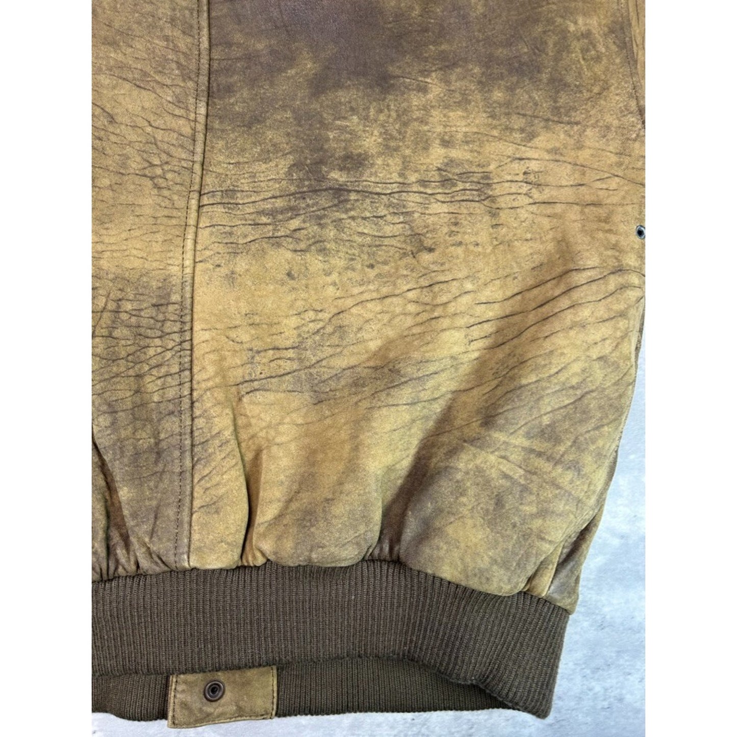 Vintage 90s Mirage Full Zip Distressed Leather Bomber Jacket Size Medium