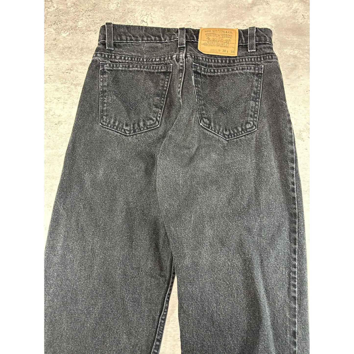 Vintage 90s Levis White Tab Relaxed Fit Straight Leg Black Denim Pants Size 29