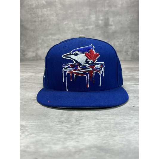 Toronto Blue Jays MLB Embroidered Melting Logo Baseball Fitted Hat 7 3/8 Blue