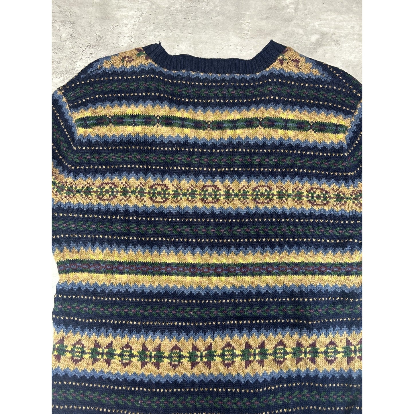 Vintage 90s Polo Ralph Lauren Abstract Striped V-Neck Knit Sweater Size Small