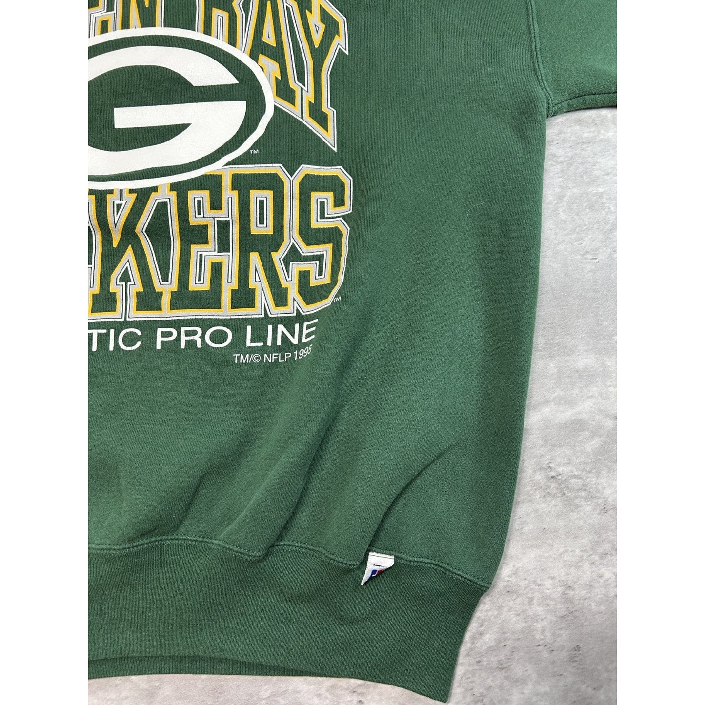 Vintage 1995 Green Bay Packers NFL Graphic Logo Spellout Sweatshirt Size XL