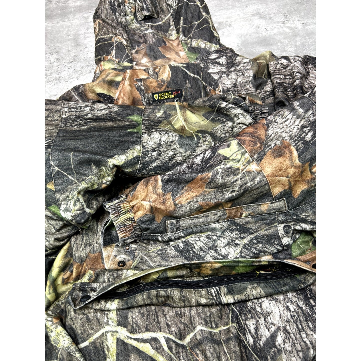 Vintage Scent Blocker Mossy Oak Breakup Camo Hooded Full Zip Jacket Size XL