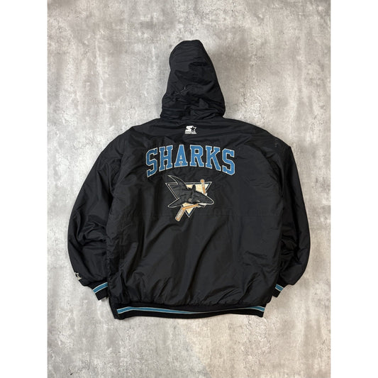 Vintage 80s/90s San Jose Sharks NHL Starter Insulated Full Zip Jacket Size XL