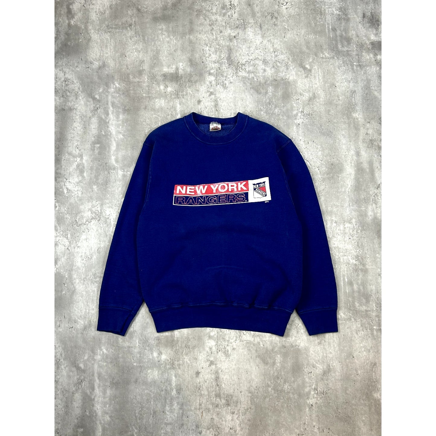 Vintage 90s New York Rangers NHL Graphic Spell Out Hockey Sweatshirt Size Medium