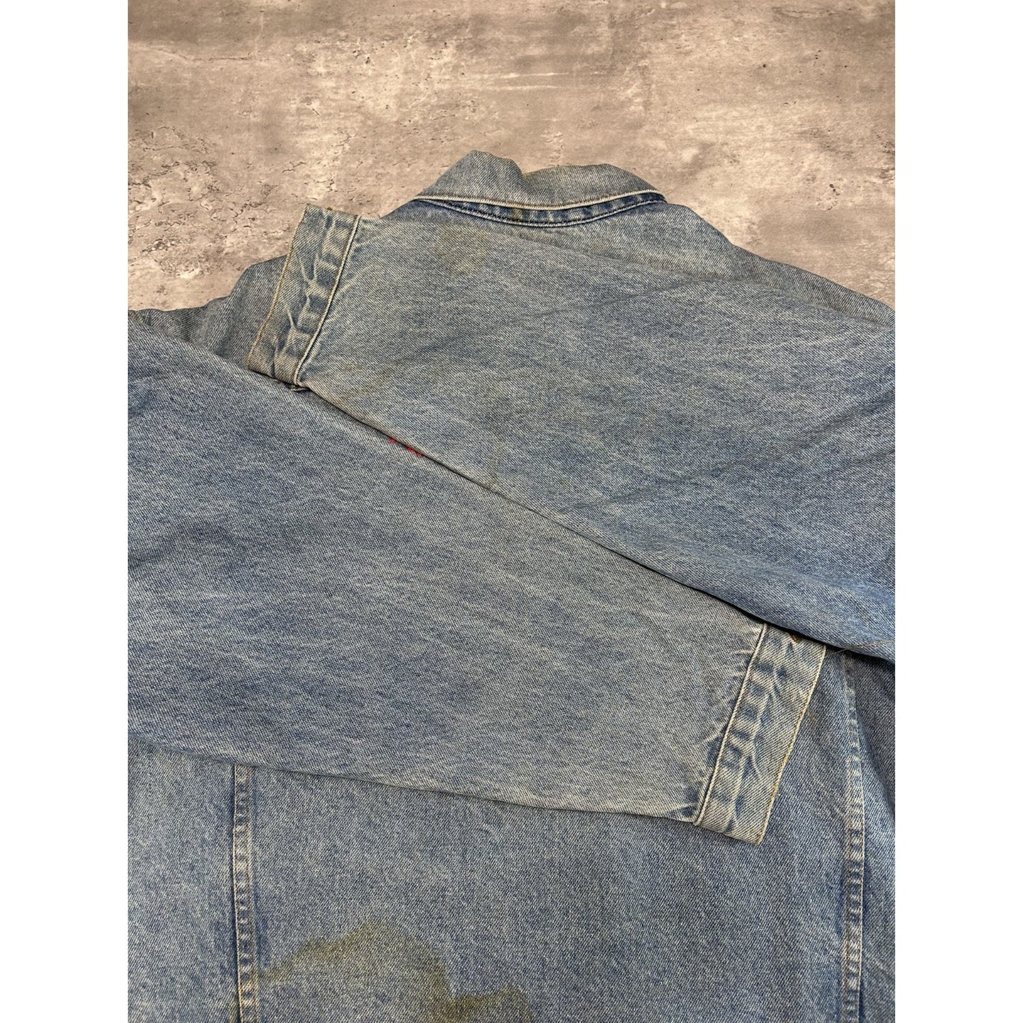 Vintage 90s Pro Polaris Embroidered Spellout Light Wash Denim Jacket Size XL