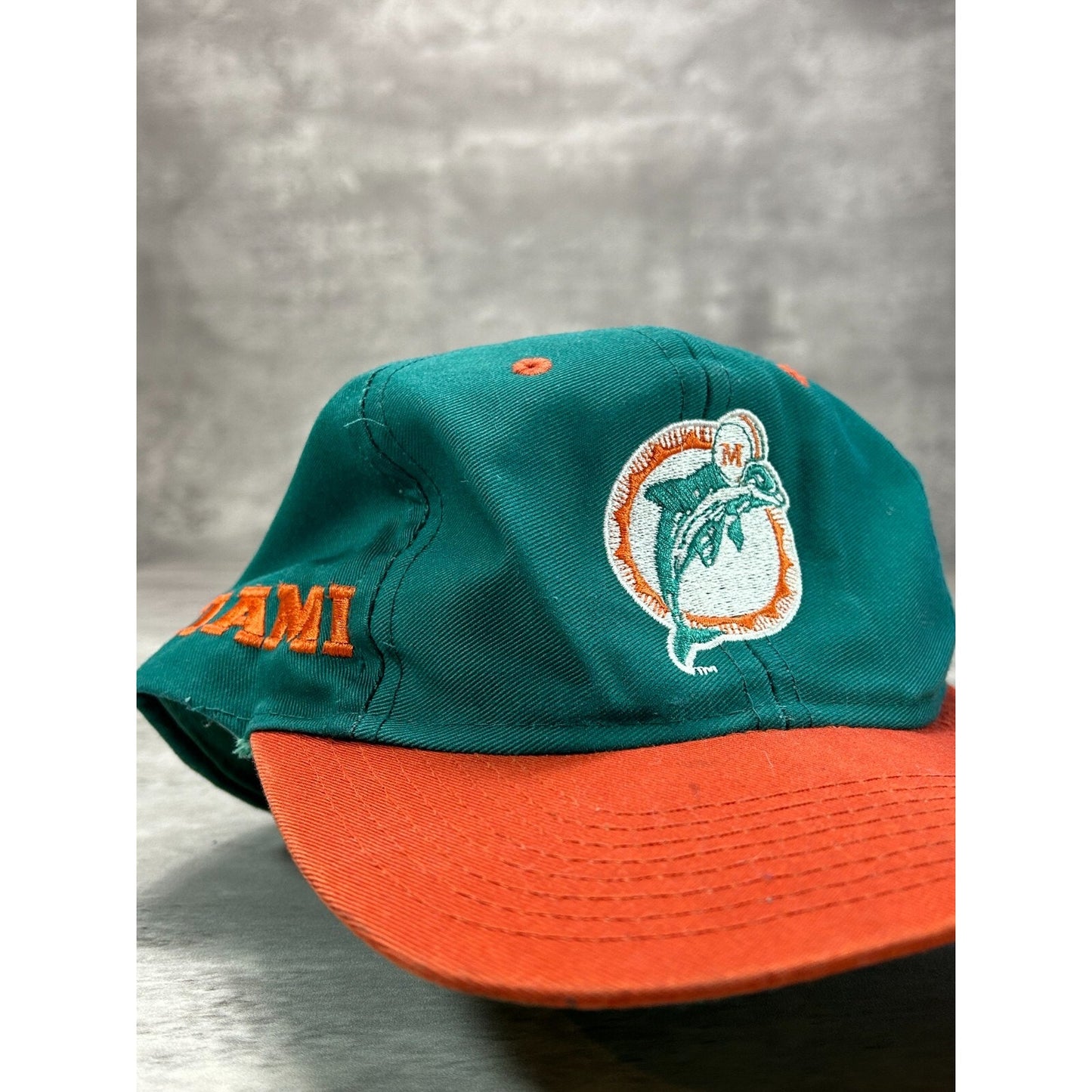 Vintage 90s Miami Dolphins NFL Embroidered Logo Football Snapback Hat OSFA