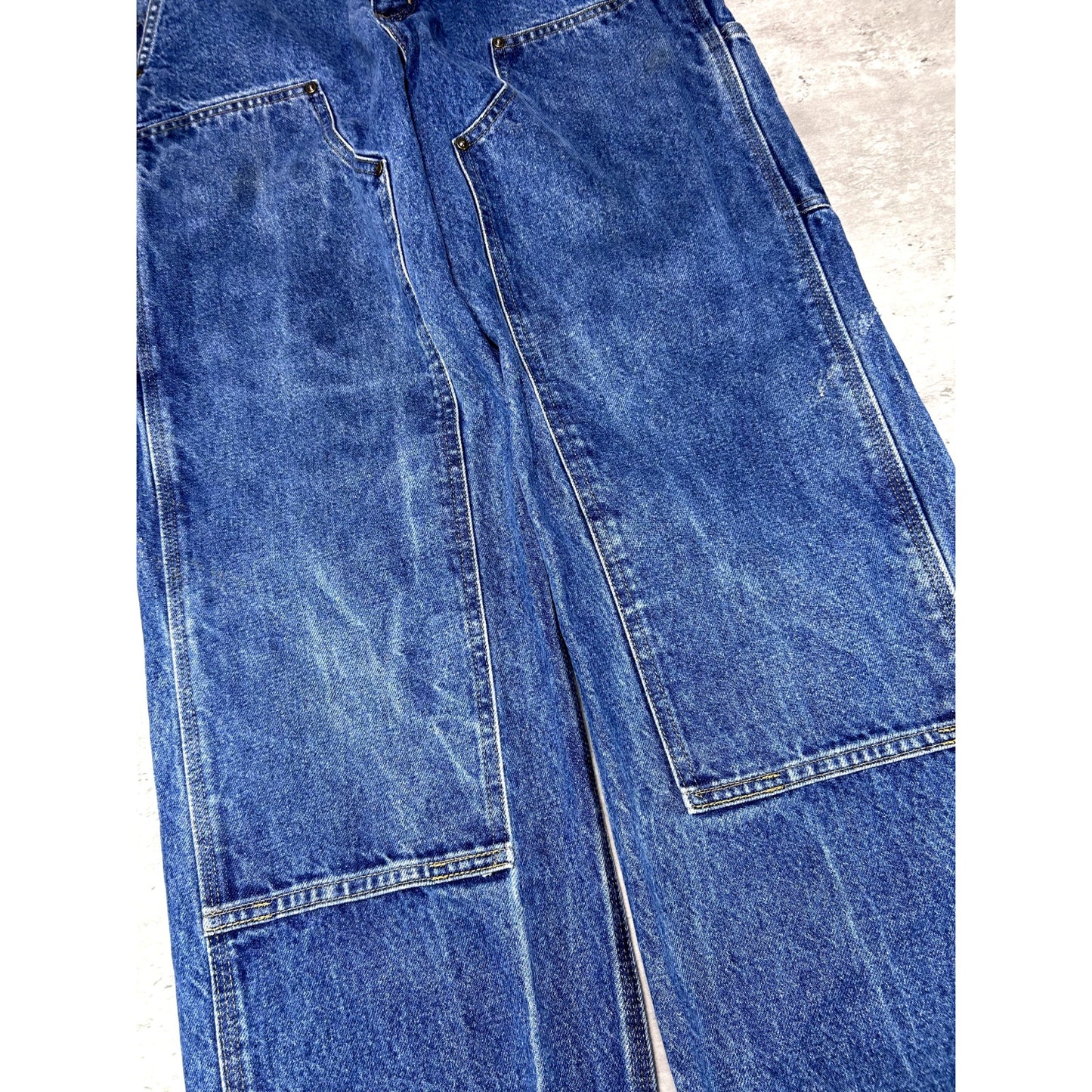 Vintage Carhartt Dark Wash Denim Work Wear Carpenter Double Knee Pants Size 30W