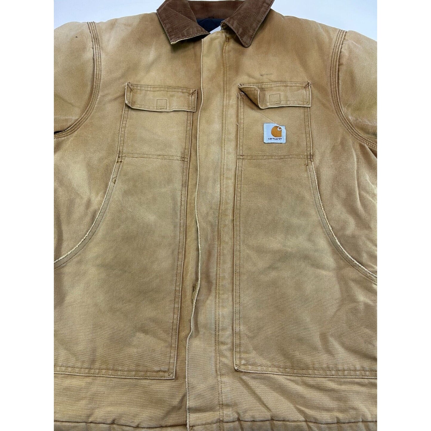 Vintage Carhartt Quilted Lined Canvas Workwear Arctic Jacket Size XL Beige