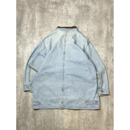 Vintage 80s/90s Workwear Light Wash Denim Chore Barn Jacket Size XL Blue