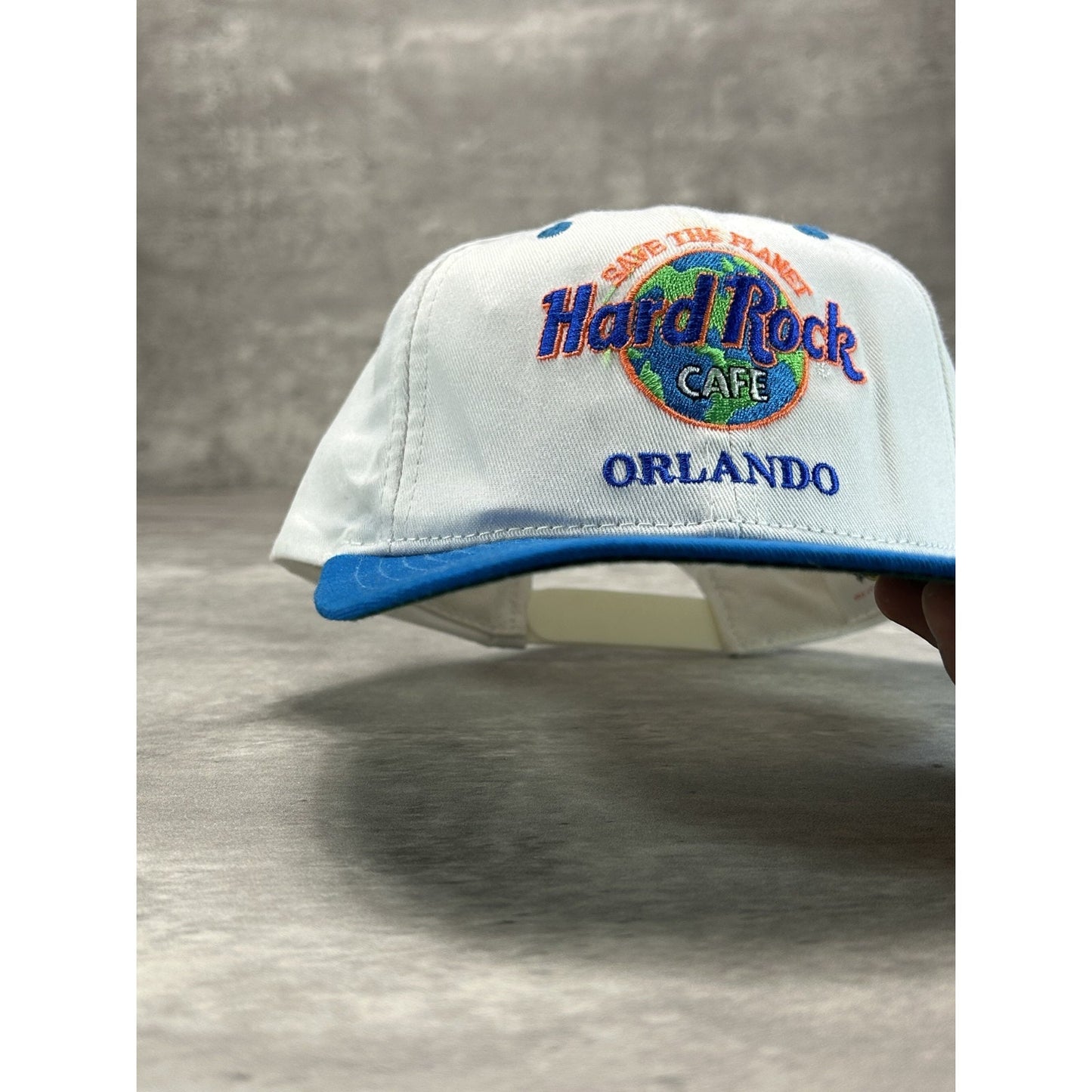 Vintage 90s Hard Rock Cafe Embroidered Spellout Destination Snapback Hat OSFA