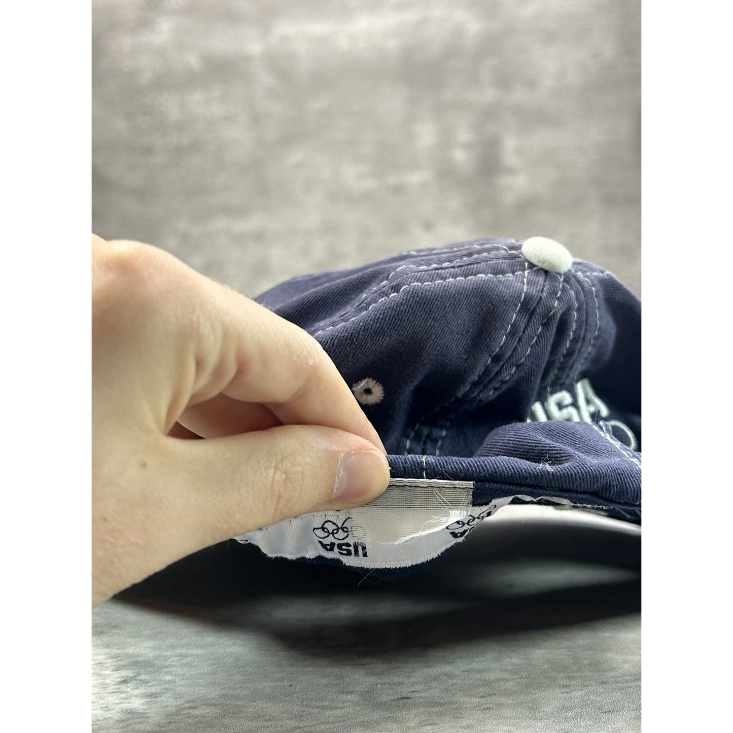 Vintage BMW Embroidered Logo Two Tone Strapback Hat OSFA Navy Blue/White