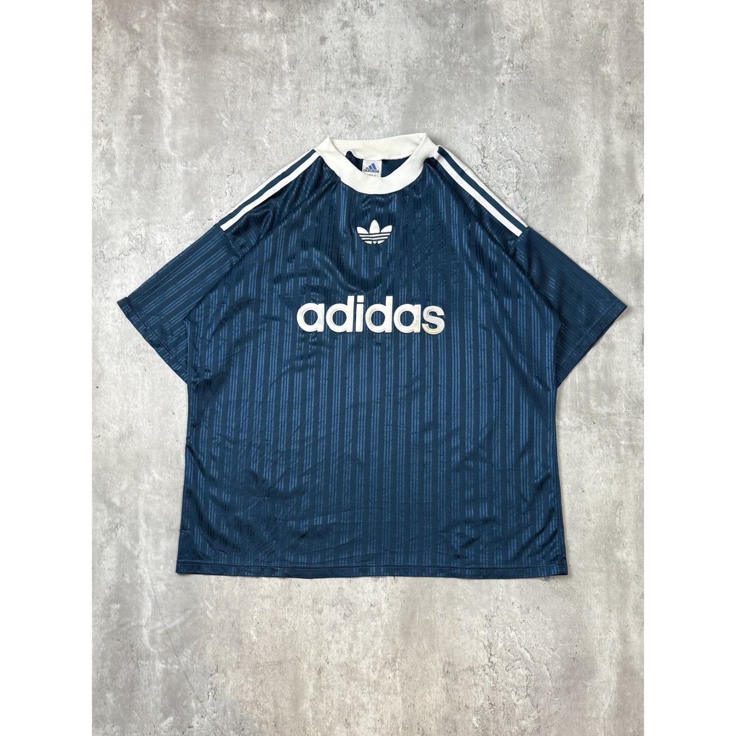 Vintage 90s Adidas Graphic Trefoil Two Tone Soccer Jersey Size XL Blue