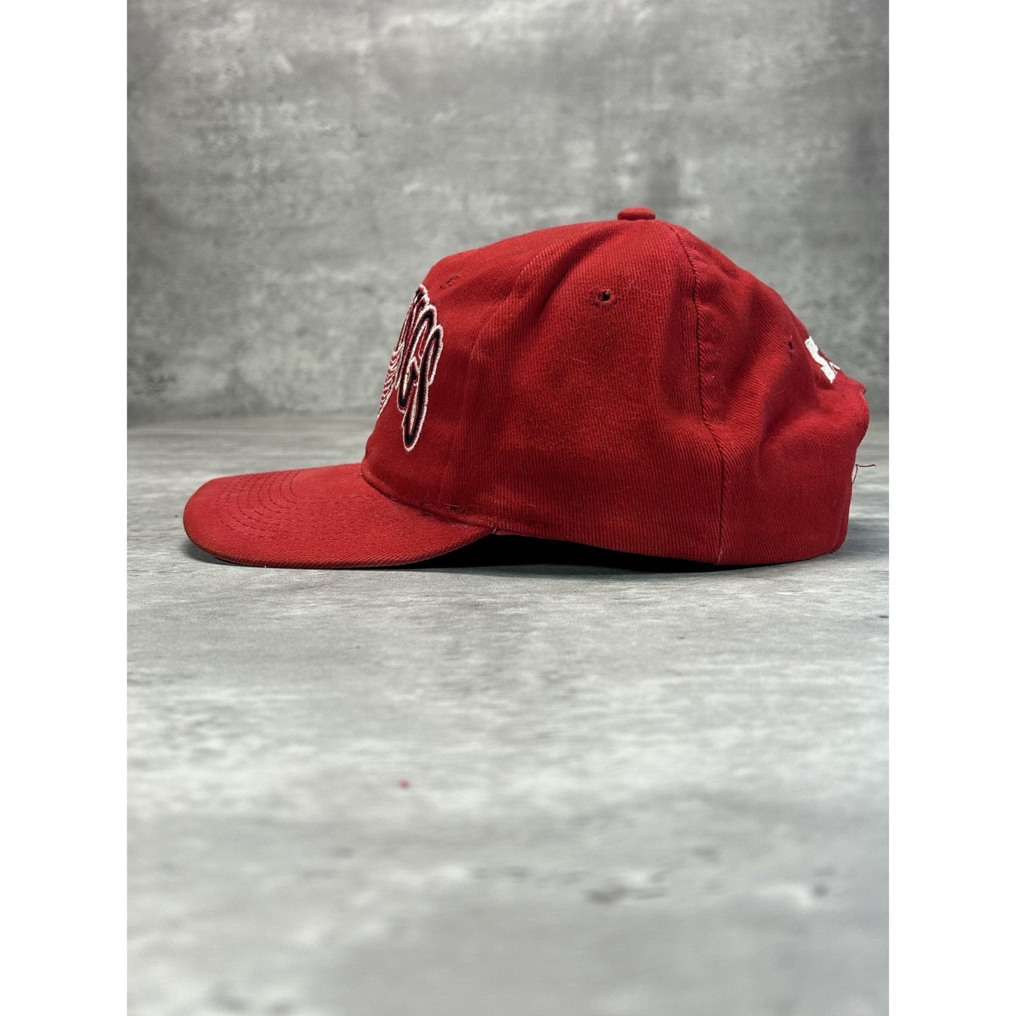 Vintage 90s Detroit Red Wings NHL Starter Arc Spellout Strapback Hat OSFA Red