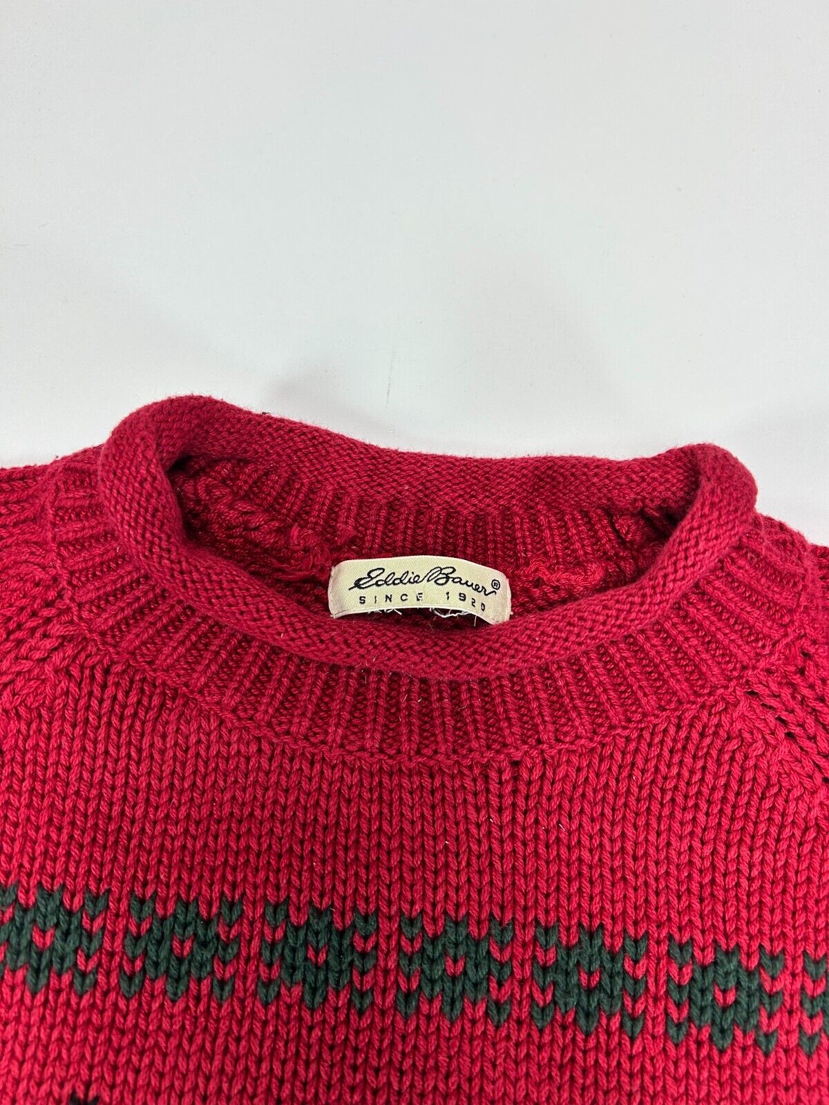 Vintage 90s Eddie Bauer Abstract Winter Pattern Mock Neck Knit Sweater Size Medium