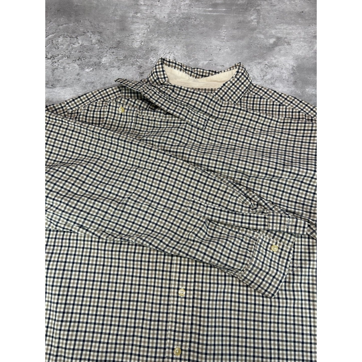 Vintage Chaps Ralph Lauren Plaid Print Reworked Cropped Button Up Shirt Sz XL