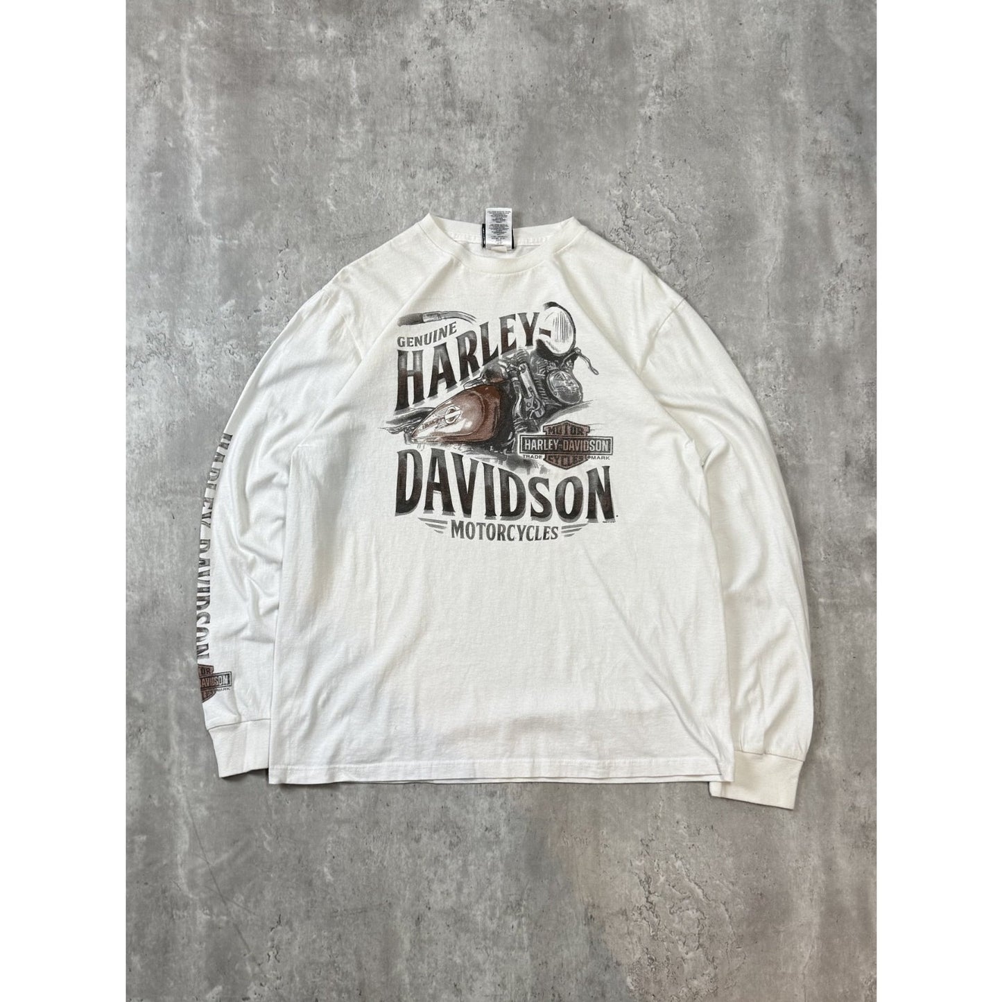 Vintage Harley Davidson Motorcycles Graphic Spellout Long Sleeve T-Shirt Large